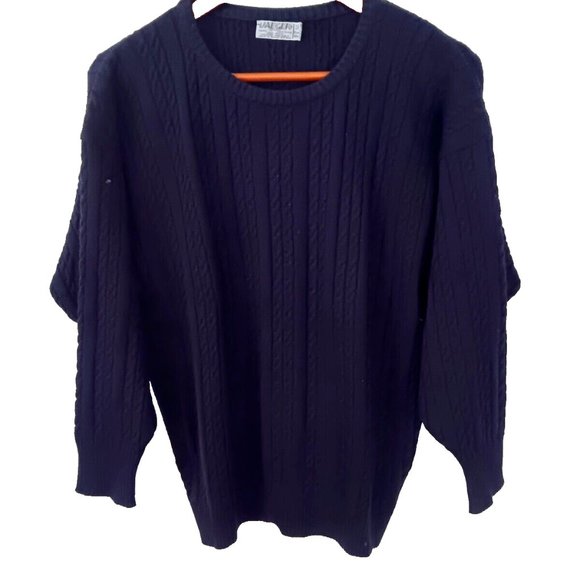 Jaeger Paris London NY Black Knit Sweater 100% Wool - Picture 1 of 4